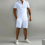Stylisches Polo- und Shorts-Zweiteiler-Set für Herren – Weiß