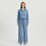 Zweiteiliger Set Damen | Oversized Schnitt & bequemer Kordelbund – Blau
