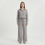 Zweiteiliger Set Damen | Oversized Schnitt & bequemer Kordelbund – Grau