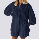 Zweiteiliges Set Damen | Lockerer Schnitt & Schnell Gestylt – Blau