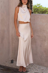 Zweiteiliges Sommeroutfit Damen | Elegant & Fließend – Beige