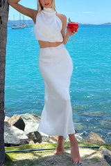 Zweiteiliges Sommeroutfit Damen | Elegant & Fließend – Weiß
