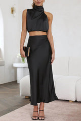 Zweiteiliges Sommeroutfit Damen | Elegant & Fließend – Schwarz