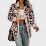 Lena | Damen Hemdjacke modern im Leopardenlook – Hellrosa