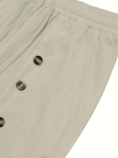 Beslan – Elegante Hose Mit Geradem Bein Und Goldenen Knöpfen