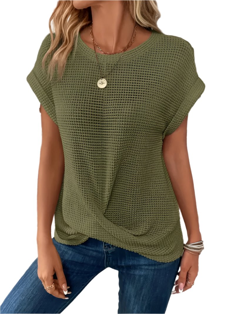 Amadita® | Gestrickte Wickelbluse für Damen in schlichten Farben