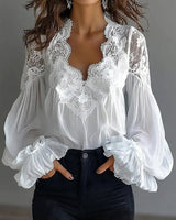 Alena | Bluse Damen elegant mit hochwertigen Spitzendetails – Weiß