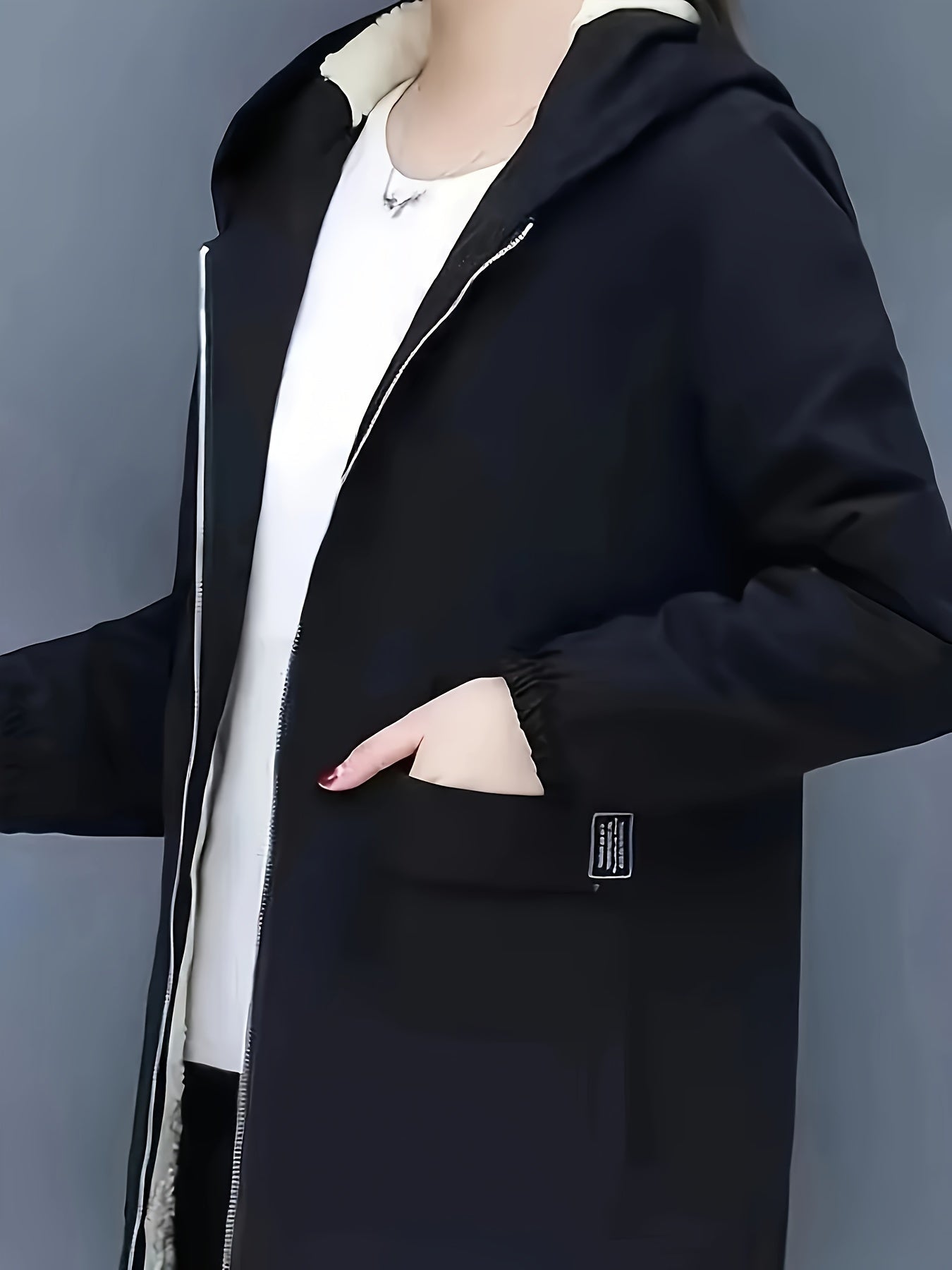 Lässige Halb-Lange Fleece Winterjacke mit Kapuze für Damen | Ideal für den Winter