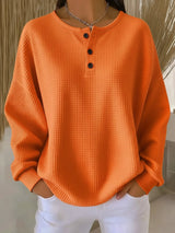Lina | Lässiger Damen Oversized Strickpullover Mit Waffelstruktur – Orange