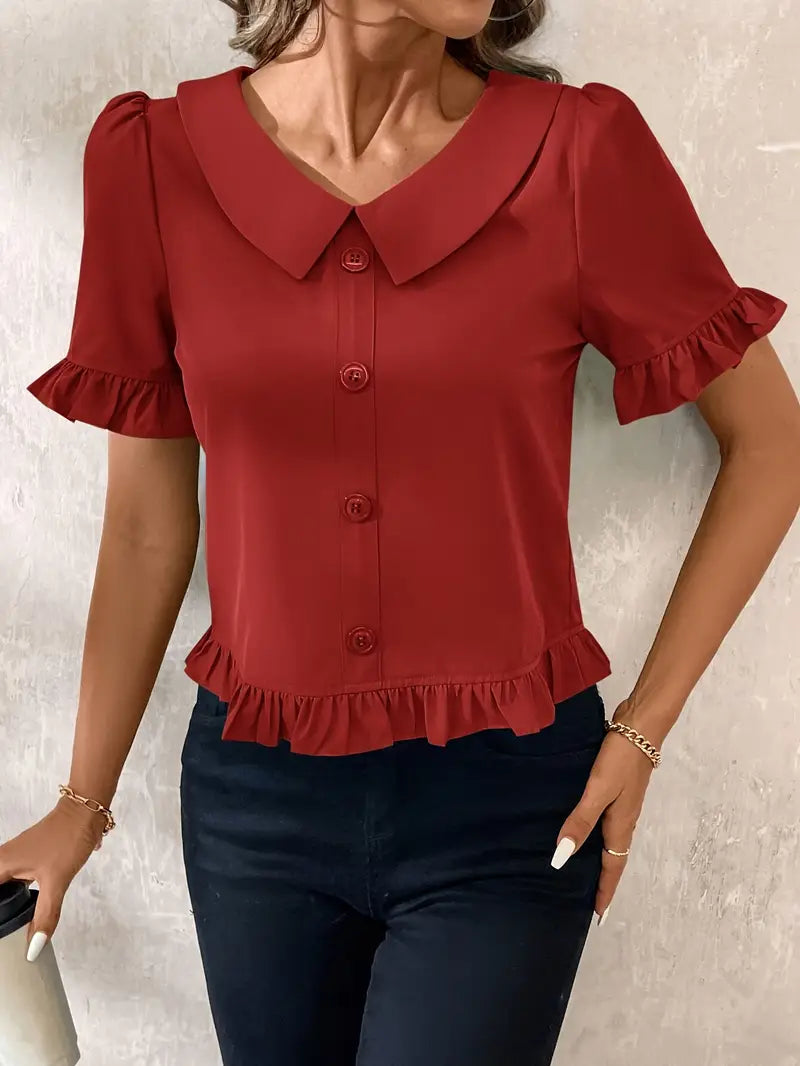 Foteini - Elegante Bluse Mit Kurzen Ärmeln
