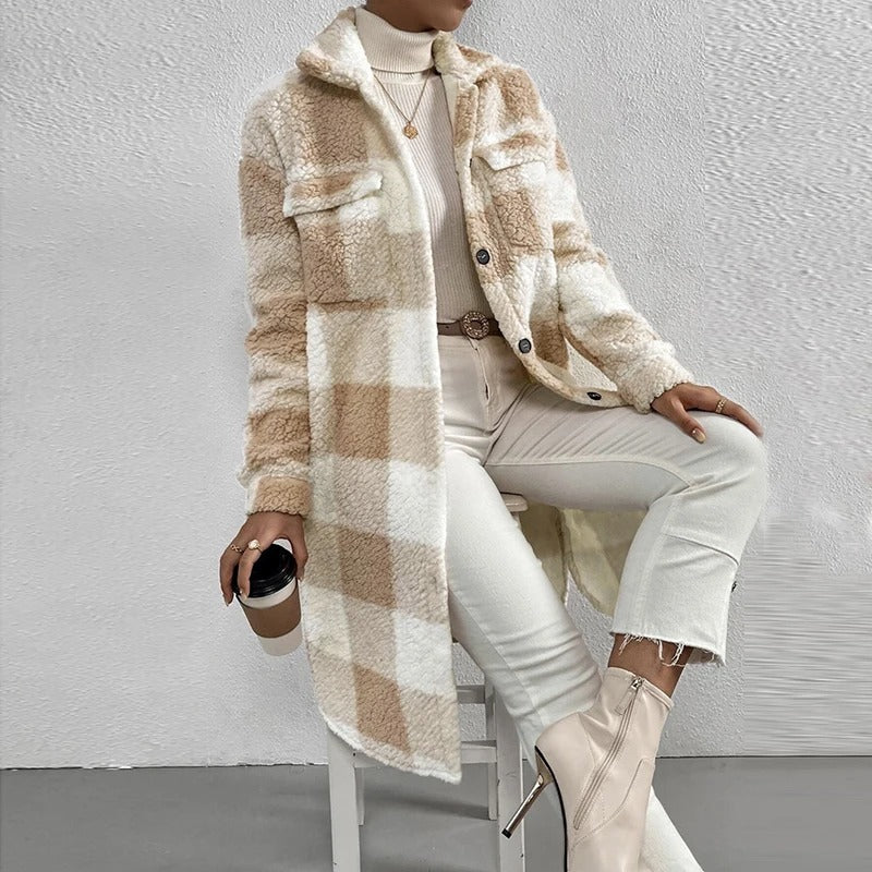 Milana® | Kariertes Overshirt aus Teddyfleece