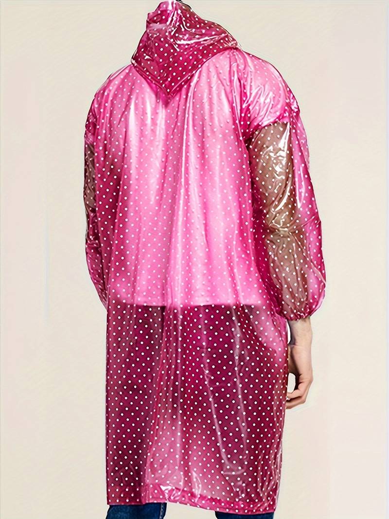Stylische Lange Regenjacke mit Knopfleiste, Kapuze und Punktmuster für Damen | Ideal für den Winter