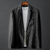 Kristian | Luftiger Und Klassischer Herren Leinen Blazer – Schwarz