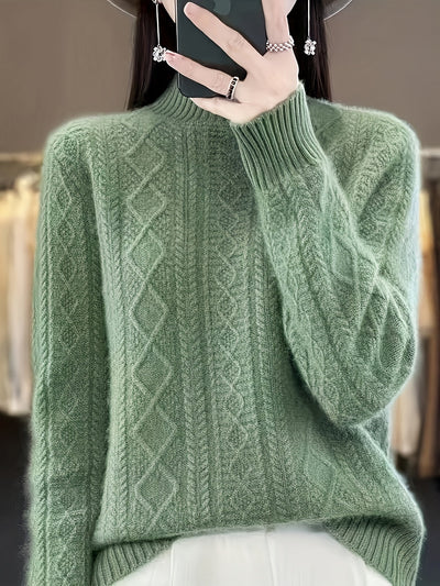 Bequemer Wollpullover aus Strick mit Langen Ärmeln für Damen | Ideal für den Winter