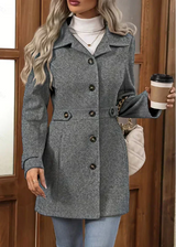 Laura | Eleganter Tweed-Wintermantel Damen chic – Grau
