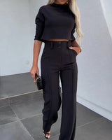 Emma | Elegantes und modisches Zweiteiliges Herbst-Set – Schwarz