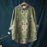 Amita | Vintage-Bluse mit Blumenmuster – Bluse Damen – Grüne Blumen
