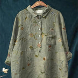 Amita | Vintage-Bluse mit Blumenmuster – Bluse Damen – Grün