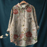 Amita | Vintage-Bluse mit Blumenmuster – Bluse Damen – Rosenholz