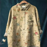 Amita | Vintage-Bluse mit Blumenmuster – Bluse Damen – Braun