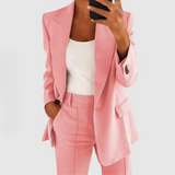 Edith | Damen Elegantes Blazer und Hose Set – Rosa