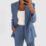 Edith | Damen Elegantes Blazer und Hose Set – Blau