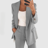 Edith | Damen Elegantes Blazer und Hose Set – Grau