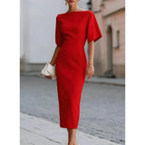 Leonelle - Elegantes Midikleid mit Bootsausschnitt – Rot