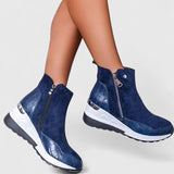 Charlotte | Orthopädische Und Stilvolle Keilabsatz-Stiefeletten – Blau