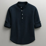 Jarvis - Strukturiertes Henley-Shirt – Dunkelblau