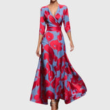 Damen-Maxikleid mit Schlitz – Rot