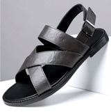 Jesrel | Elegante Herren-Ledersandalen mit Kreuzriemen – Grau