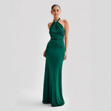 Adrianna | Damen Maxi Halterkleid – Elegantes Halter Sommerkleid Hochzeit & Abend 2026 – Grün