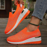 Genovefa | Glitzernde Damen-Sneaker zum Hineinschlüpfen – Orange
