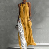 Zarella - Soft-Touch-Farbblock-Maxikleid – Gelb
