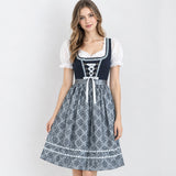 Alberta | Damen Anthrazit Oktoberfest Dirndl mit Spitzen Top und Schleifen Detail – Grau