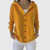 Albina | Damen Strickjacke mit Kapuze Geknöpft – Orange
