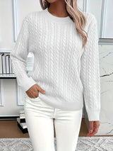 Aldine | Damen Zopfmuster Strickpullover Weiß – Weiß