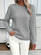 Aldine | Damen Zopfmuster Strickpullover Weiß – Grau
