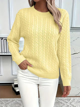 Aldine | Damen Zopfmuster Strickpullover Weiß – Gelb