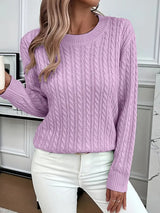 Aldine | Damen Zopfmuster Strickpullover Weiß – Lila