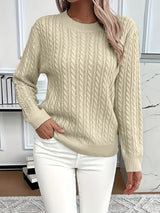 Aldine | Damen Zopfmuster Strickpullover Weiß – Khaki