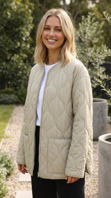 Aldora | Damen Steppjacke leichte Herbstjacke – Beige