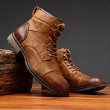 Aldric | Herren Schnürboots Stiefeletten mit Kappe – Hellbraun