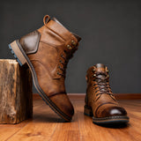 Aldric | Herren Schnürboots Stiefeletten mit Kappe – Dunkelbraun