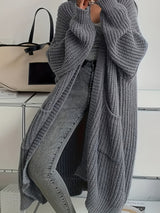 Aldvina | Damen Lange Strickjacke Oversize – Grau