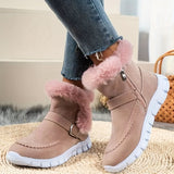 Aldwiga | Damen Winterstiefel Knöchel Plüschbesatz – Rosa
