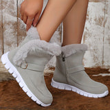Aldwiga | Damen Winterstiefel Knöchel Plüschbesatz – Grau