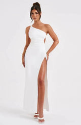 Alecia | Damen Maxikleid – Elegantes Fließendes Kleid Urlaub & Hochzeit 2026 – Weiß