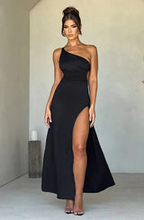 Alecia | Damen Maxikleid – Elegantes Fließendes Kleid Urlaub & Hochzeit 2026 – Schwarz